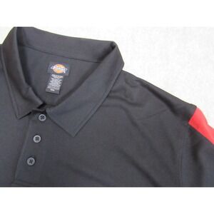 Dickies Mens Performance Polo Shirt Black Red Colorblock LS424BKER 2XL NWT